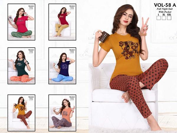 Trendy Vol 58 A Hosiery Cotton Designer Night Suit